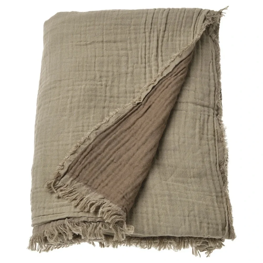 100% Cotton Cozy Brown Throw Blanket